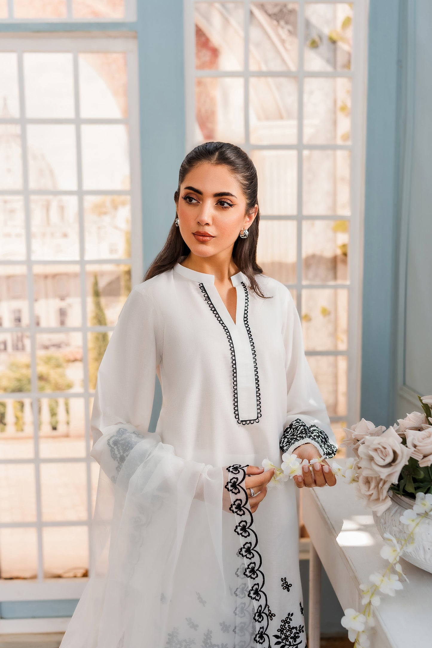 White Embroidered Dupatta