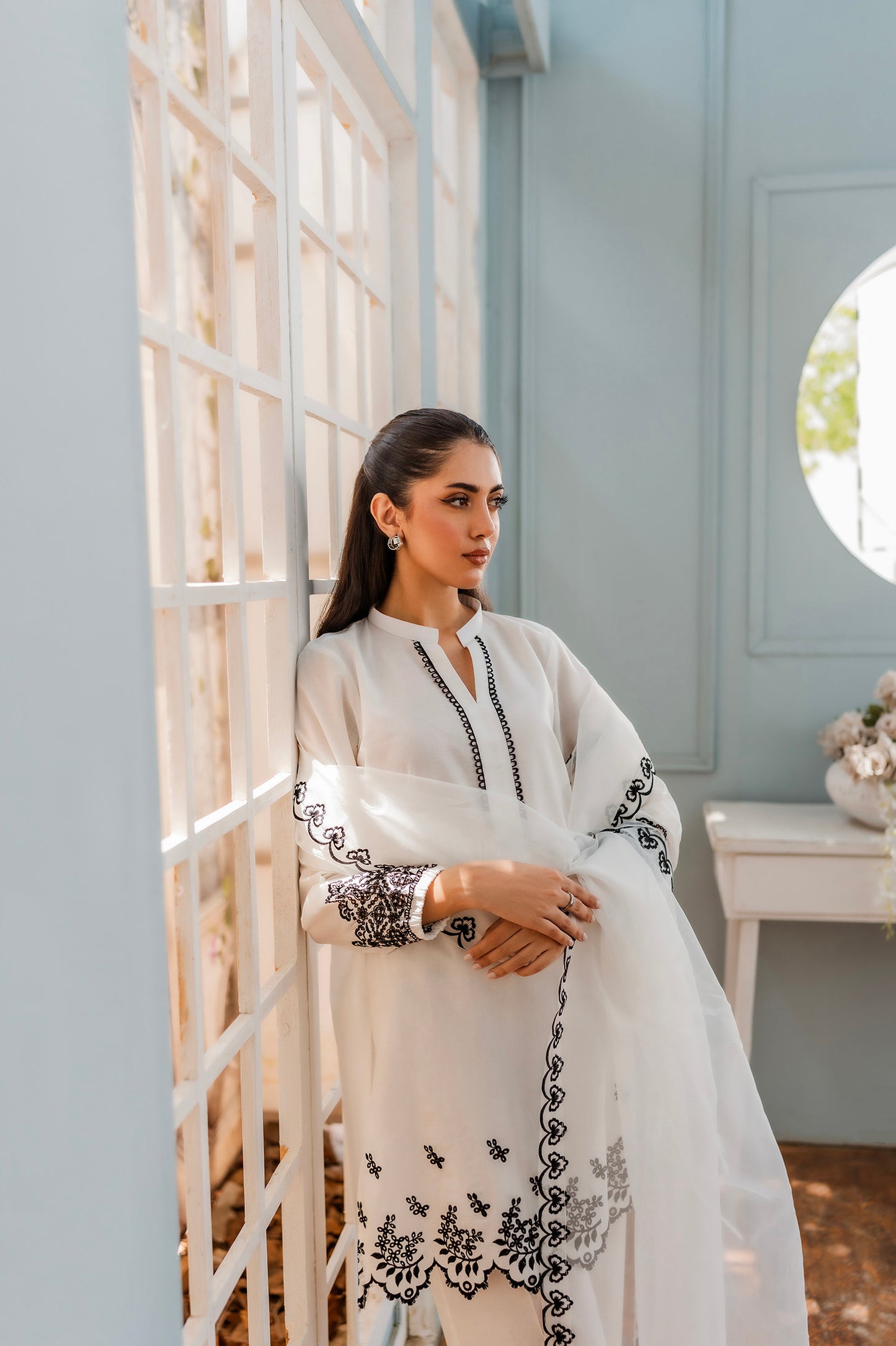 White Embroidered Dupatta